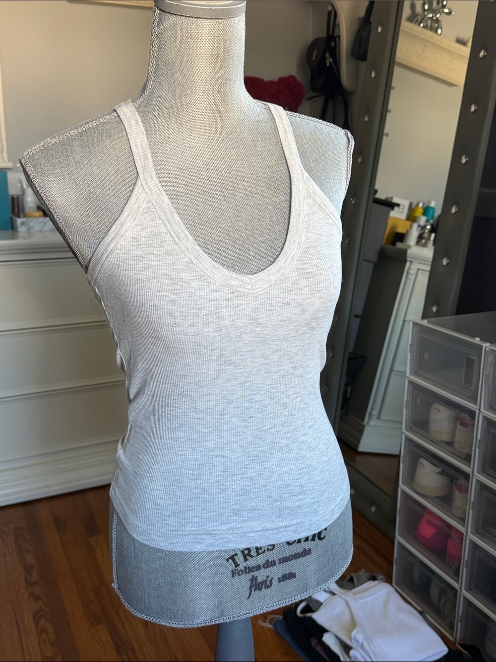 Women’s light grey Ribbed Tank Top - Unbranded